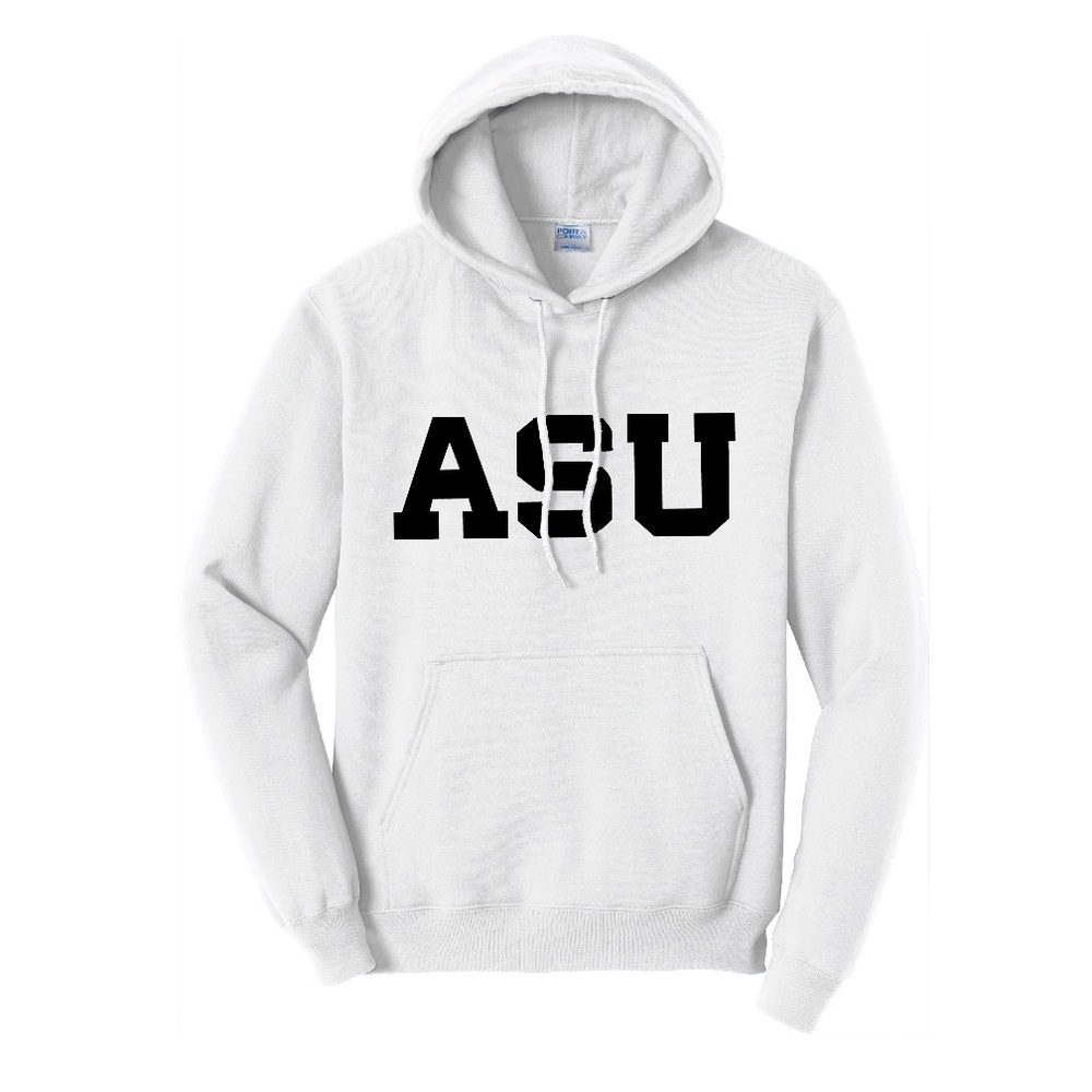 Customizable white athletic hooded sweatshirt
